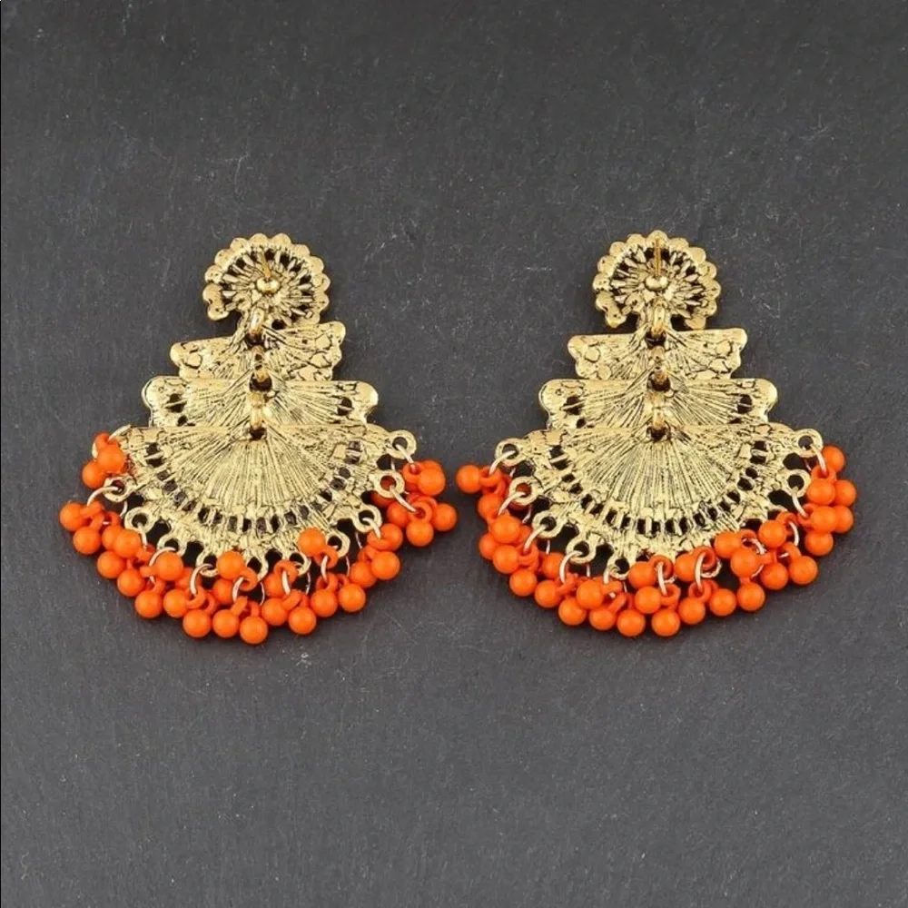 Peacock Decor Drop Jhumka Earrings - Picture 2 of 4